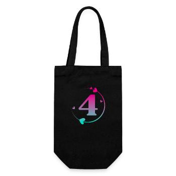 4th Birthday Colorful Heart Circle - Gift Bag for Bottles - black - Front