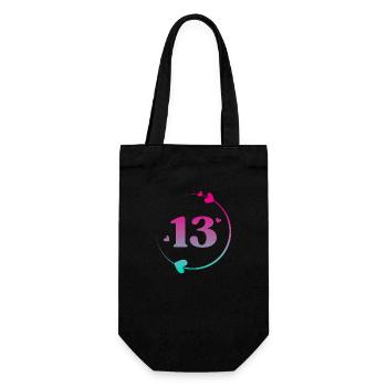 13th Birthday Colorful Heart Circle - Gift Bag for Bottles - black - Front