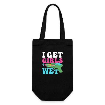 I Get Girls Wet Squirt Gun Summer Water Fun - Gift Bag for Bottles - black - Front