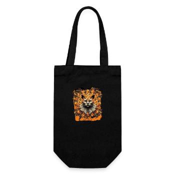 Feurige Inferno-Katze - Geschenkbeutel für Flaschen - Schwarz - Vorne