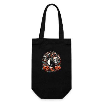 Halloween Cat with Pumpkins - Gift Bag for Bottles - black - Front