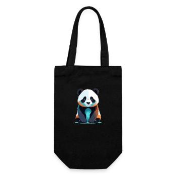 Panda Vektor Kunst mit lebendiger Farbillustration - Geschenkbeutel für Flaschen - Schwarz - Vorne