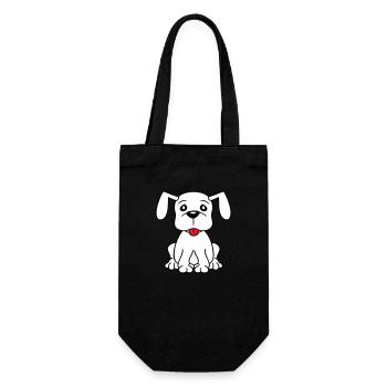 chien assis mignon petit chiot heureux animal de compagnie - Sac à bouteille - noir - Devant
