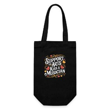 Support The Arts Kiss A Musician 5 - Geschenkbeutel für Flaschen - Schwarz - Vorne