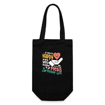 If You're Happy And You Know Carer Caregiving - Gift Bag for Bottles - black - Front