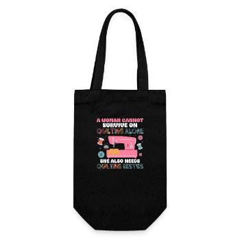 A Woman Cannot Survive On Quilting Quilter Sewing - Gift Bag for Bottles - black - Front