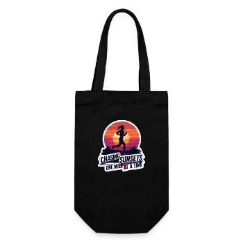 Chasing Sunsets Running Motivierende Fitness - Geschenkbeutel für Flaschen - Schwarz - Vorne