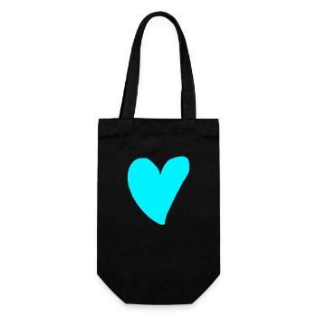 Coeur turquoise cyan idée cadeau vert bleu - Sac à bouteille - noir - Devant