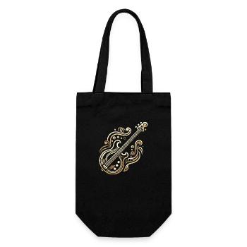 Goldene Art Deco Bassgitarre - Geschenkbeutel für Flaschen - Schwarz - Vorne