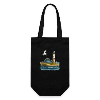 Warnemünde Teepot and Lighthouse with Seagull - Gift Bag for Bottles - black - Front