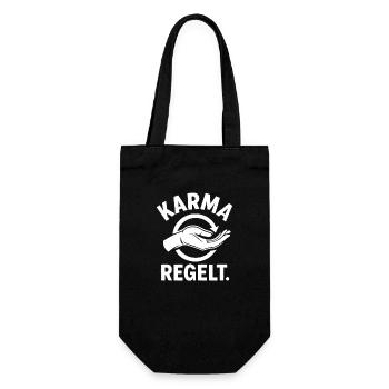 Karma regelt – ganz von selbst - Geschenkbeutel für Flaschen - Schwarz - Vorne