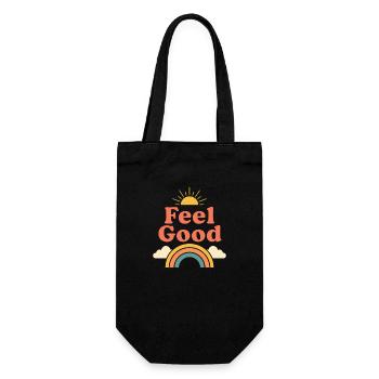 Retro Sun & Rainbow Design - Feel Good - Gift Bag for Bottles - black - Front