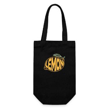 Zitrone - Cooles Frucht-Logo - Geschenkbeutel für Flaschen - Schwarz - Vorne