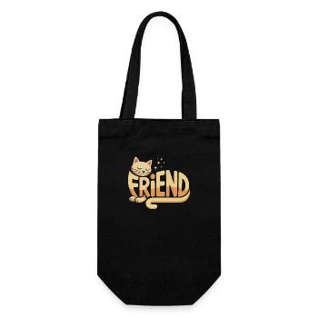 Katzenfreund - Niedliches Katzenlogo - Geschenkbeutel für Flaschen - Schwarz - Vorne