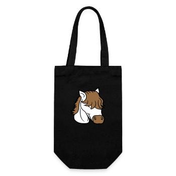 Horse Cute Long Bob Cut Hair Smiles Cute - Gift Bag for Bottles - black - Front