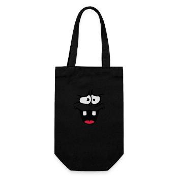 Insecure Anxious Comic Cartoon Face - Gift Bag for Bottles - black - Front