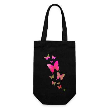 Schmetterling Schmetterling Tier bunt Farbe - Geschenkbeutel für Flaschen - Schwarz - Vorne