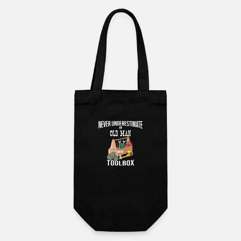 Never underestimate an old man with tools - Gift Bag for Bottles - black