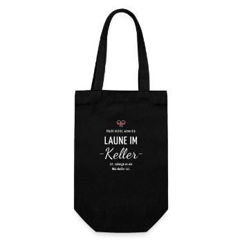 Macht nichts, wenn die Laune im Keller ist, so - Geschenkbeutel für Flaschen - Schwarz - Vorne
