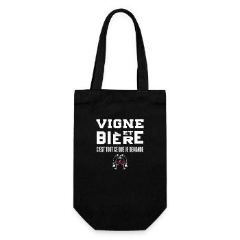 Vigne et bière c'est tout ce que je demande tshirt - Sac à bouteille - noir - Devant