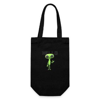 Hello Außerirdisch Alien Lustig - Geschenkbeutel für Flaschen - Schwarz - Vorne