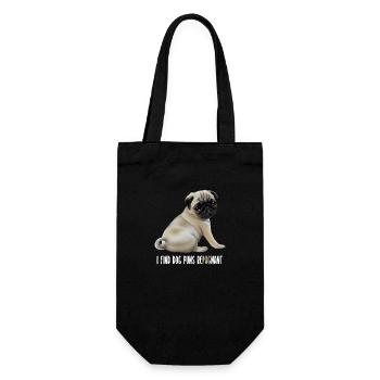Je trouve chien jeu de mots répugnant t-shirt avec chiot carlin - Sac à bouteille - noir - Devant