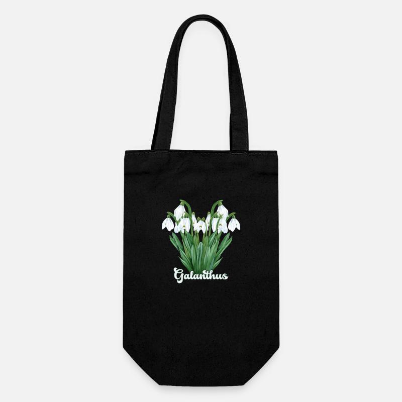 Snowdrop Galanthus - Gift Bag for Bottles - black