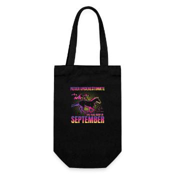 This girl loves horses | September - Gift Bag for Bottles - black - Front