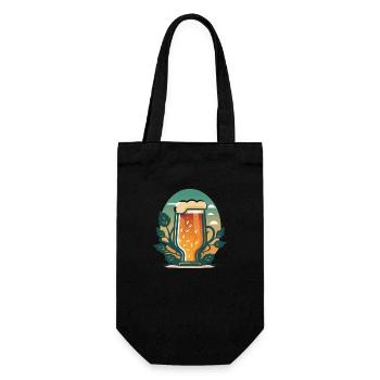Bierglas mit Hopfen - Geschenkbeutel für Flaschen - Schwarz - Vorne