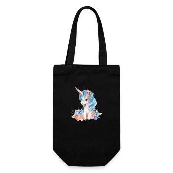 Licorne Fleurs Magie Fantaisie Aquarelle Art coloré - Sac à bouteille - noir - Devant