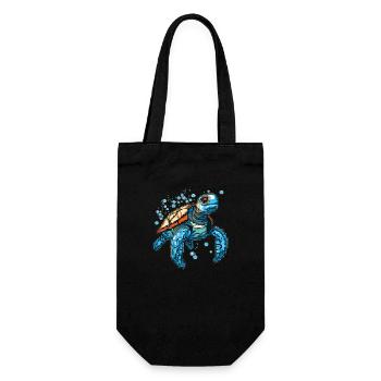 Turtle in 8 bit retro game graphics - Gift Bag for Bottles - black - Front