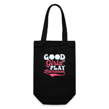 Good Girls Play Lacrosse Player Lifestyle - Geschenkbeutel für Flaschen - Schwarz - Vorne