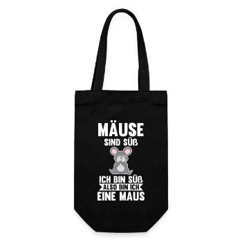 Mäuse sind süß ich bin süß also bin ich ein Mäuse - Geschenkbeutel für Flaschen - Schwarz - Vorne