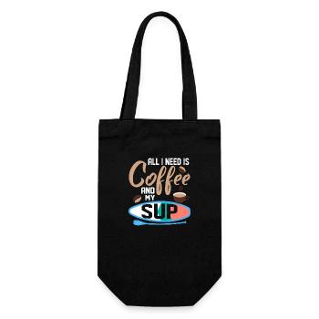All I Need Is Coffee And My SUP Stand Up Paddling - Geschenkbeutel für Flaschen - Schwarz - Vorne