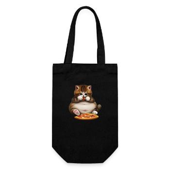 Pizza lover cat - Gift Bag for Bottles - black - Front