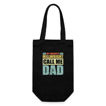 Vintage Mein Lieblingsmühlenbauer nennt mich Papa Vater - Geschenkbeutel für Flaschen - Schwarz - Vorne