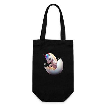 Einhorn aus dem Ei - Geschenkbeutel für Flaschen - Schwarz - Vorne