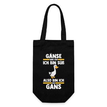 Gans Gänse - Geschenkbeutel für Flaschen - Schwarz - Vorne