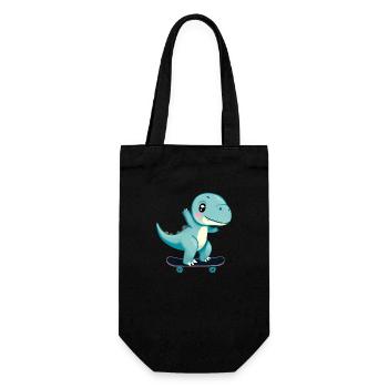 Skateboard Dinosaurier - Geschenkbeutel für Flaschen - Schwarz - Vorne