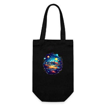 The view into an alien solar system with planets - Gift Bag for Bottles - black - Front