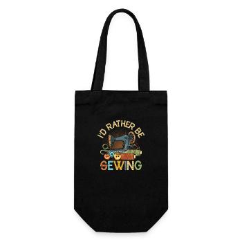 I'd Rather Be Sewing Crafting Sewing Machine - Gift Bag for Bottles - black - Front