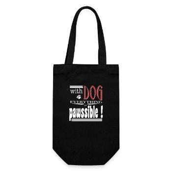 With dog everthing is pawssible - Gift Bag for Bottles - black - Front