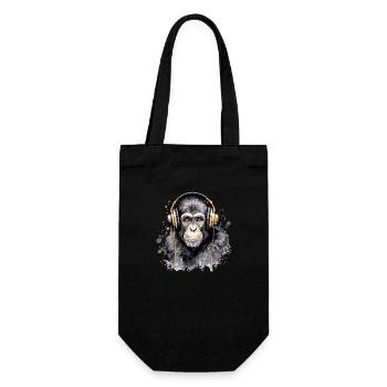 Kili, der audiophile Affe - Geschenkbeutel für Flaschen - Schwarz - Vorne