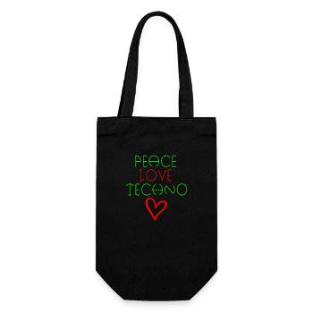 Frieden Liebe Techno Zitat - Geschenkbeutel für Flaschen - Schwarz - Vorne