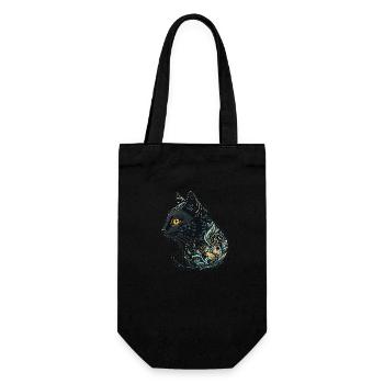 Katzenkopf Schwarze Katze Bombay Happy Cat Katzen - Geschenkbeutel für Flaschen - Schwarz - Vorne