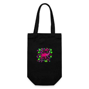 Pink Brontosaurus in the forest - Gift Bag for Bottles - black - Front