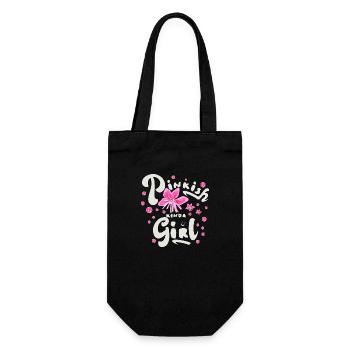 Pinkes Mädchen - Girls Spruch - Geschenkbeutel für Flaschen - Schwarz - Vorne