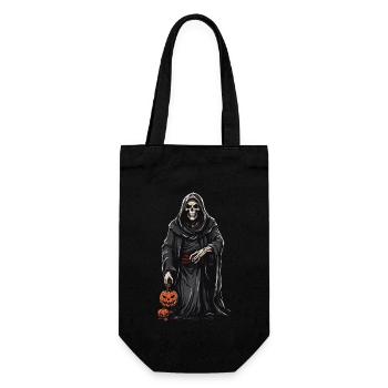 Death with Halloween Pumpkin Lantern Design - Gift Bag for Bottles - black - Front