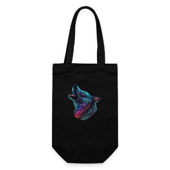 Loup coloré - Sac à bouteille - noir - Devant