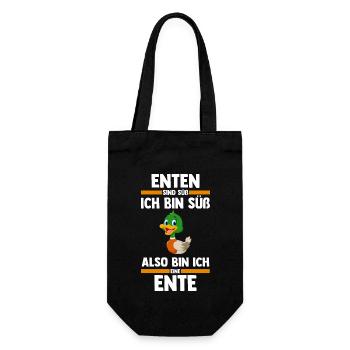 Entenliebhaber Tiermotiv Ente - Geschenkbeutel für Flaschen - Schwarz - Vorne